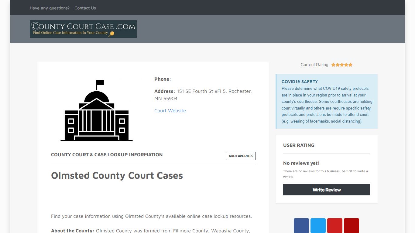 Olmsted County | County Court Case Search & Lookup | CountyCourtCase ...